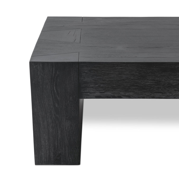 Meadow Black Rectangular Wood Coffee Table with Exposed Joinery