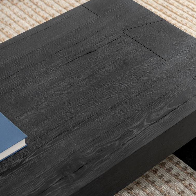 Meadow Black Rectangular Wood Coffee Table with Exposed Joinery