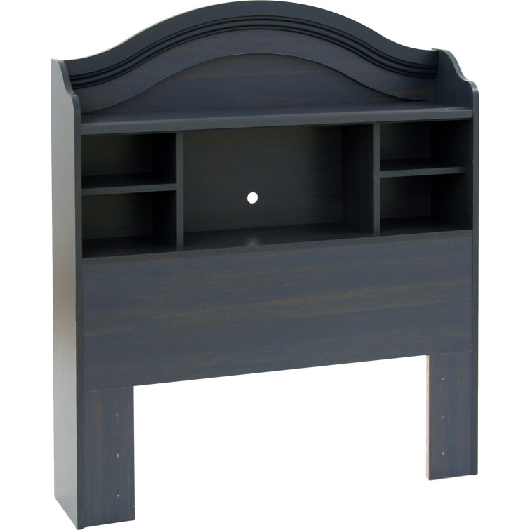 Twin Blueberry Wood Bookcase Headboard with Storage