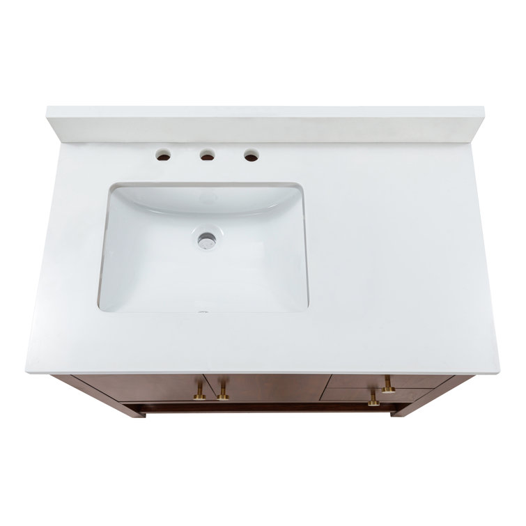 Zoe 37" Walnut Vanity with White Quartz Top