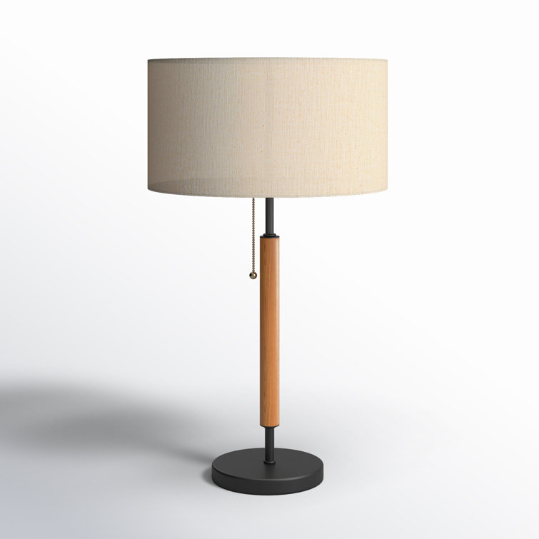 Adesso Hamilton 26.25" Natural Rubberwood Desk Lamp with Off-White Shade