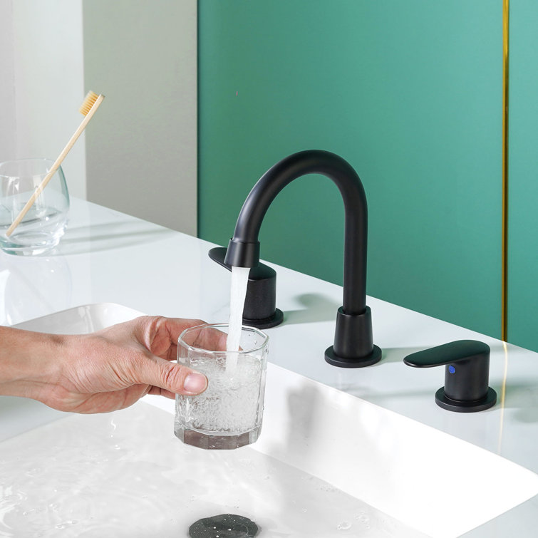 Matte Black Double Handle Widespread Bathroom Faucet