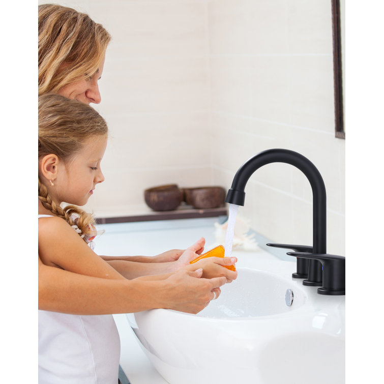 Matte Black Double Handle Widespread Bathroom Faucet