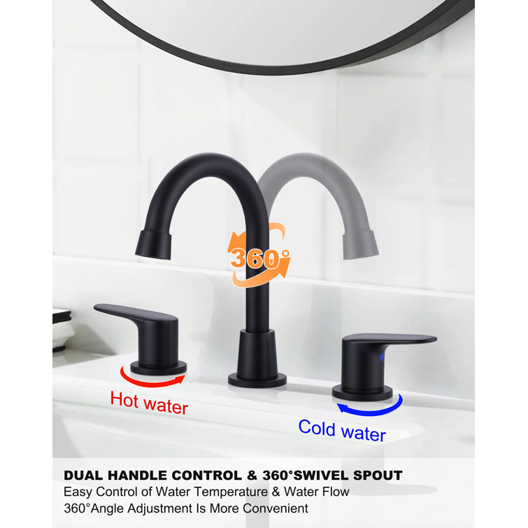 Matte Black Double Handle Widespread Bathroom Faucet