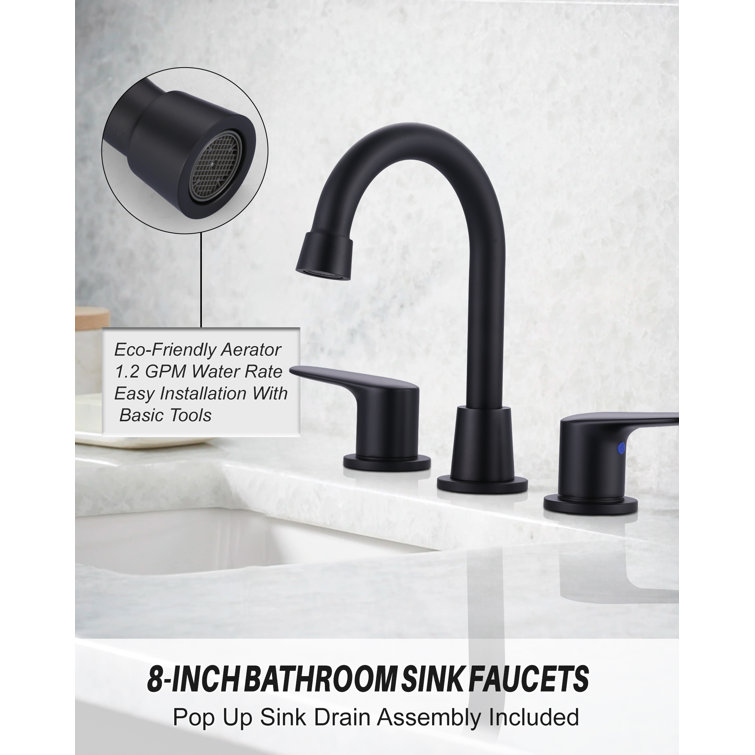 Matte Black Double Handle Widespread Bathroom Faucet