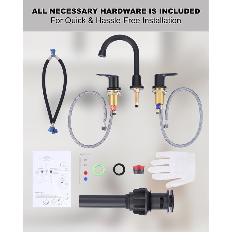 Matte Black Double Handle Widespread Bathroom Faucet