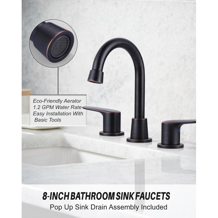 Oil Rubbed Bronze 8-Inch Widespread Double Handle Bathroom Faucet