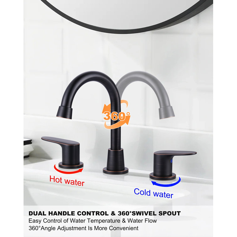 Oil Rubbed Bronze 8-Inch Widespread Double Handle Bathroom Faucet