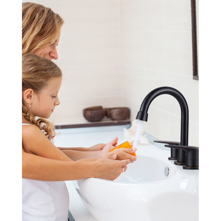 Oil Rubbed Bronze 8-Inch Widespread Double Handle Bathroom Faucet