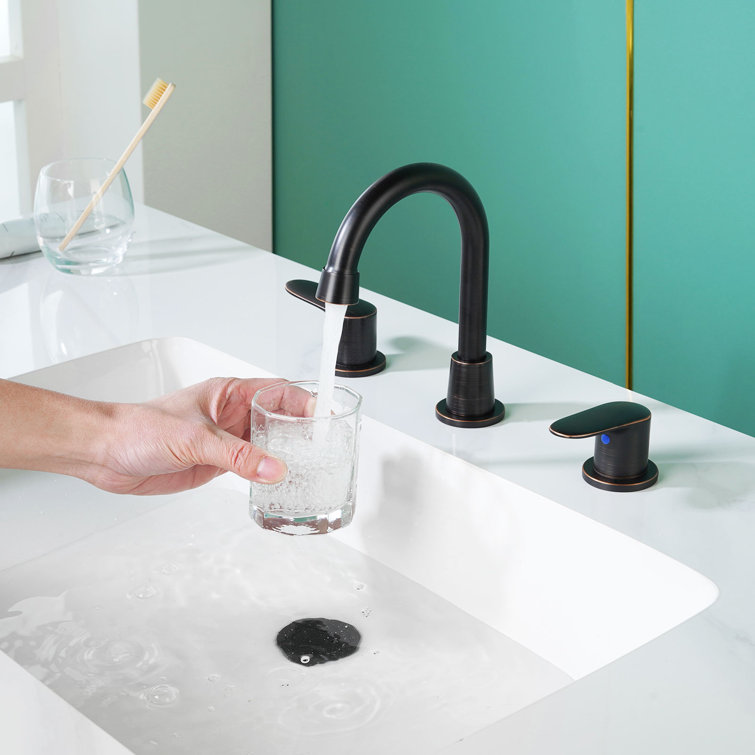Oil Rubbed Bronze 8-Inch Widespread Double Handle Bathroom Faucet