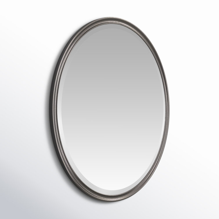 Rustic Black Oval Wood Wall Mirror