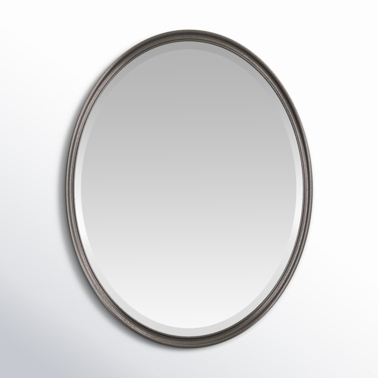 Rustic Black Oval Wood Wall Mirror