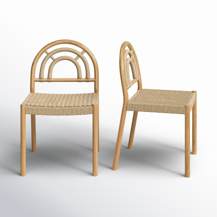 Natural Oak and Cane Arched Back Dining Chair Set