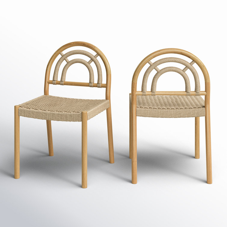 Natural Oak and Cane Arched Back Dining Chair Set