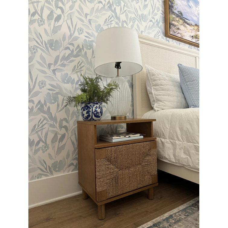 Beacon Light Brown Wood and Seagrass Nightstand