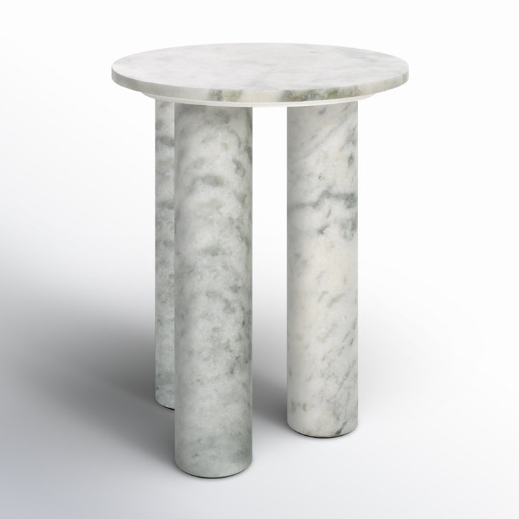 White Marble Round Three-Leg Accent Table