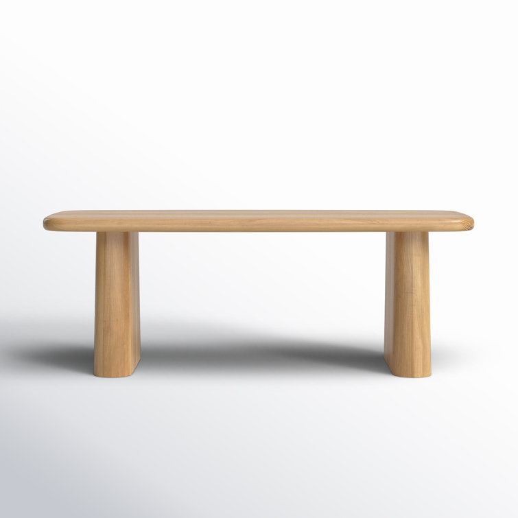Natural Oak Solid Wood Dining Bench with Sculpted Legs