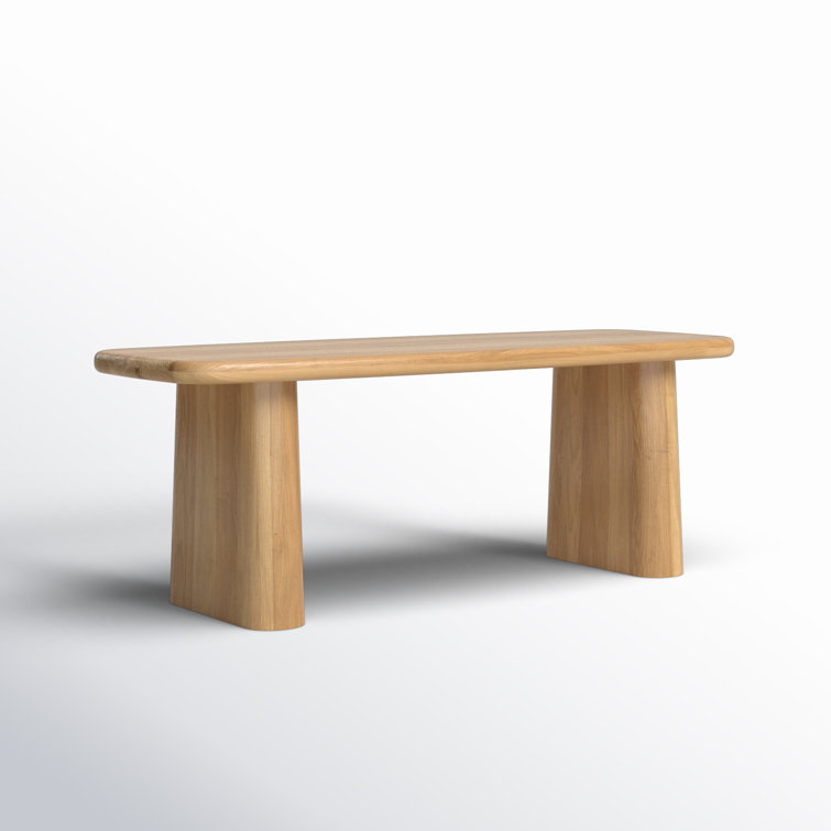 Natural Oak Solid Wood Dining Bench with Sculpted Legs