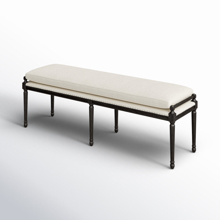 Lucille Cream Upholstered Dining Bench with Oak Legs