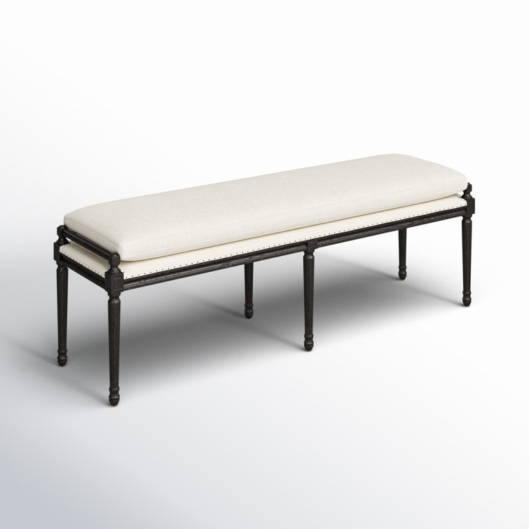 Lucille Cream Upholstered Dining Bench with Oak Legs