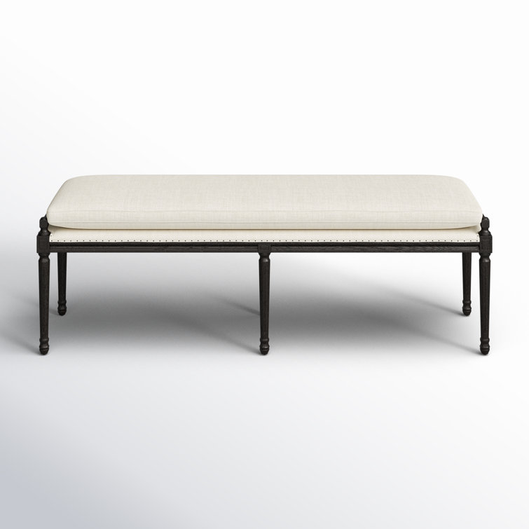 Lucille Cream Upholstered Dining Bench with Oak Legs