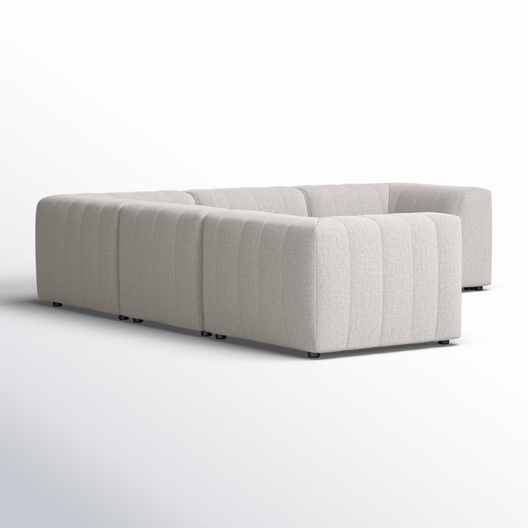 Gwen 121'' Gray Upholstered Outdoor Sectional with Wood Frame