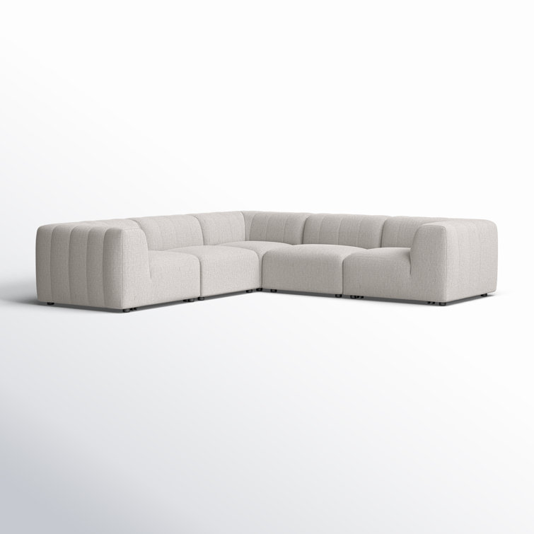Gwen 121'' Gray Upholstered Outdoor Sectional with Wood Frame