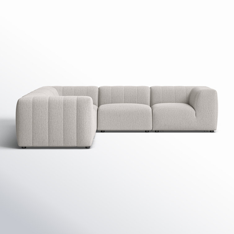 Gwen 121'' Gray Upholstered Outdoor Sectional with Wood Frame