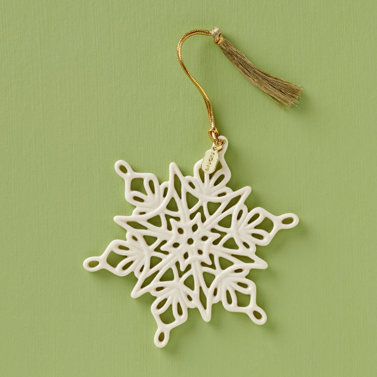 2024 Porcelain Snowflake Ornament with Gold Cord