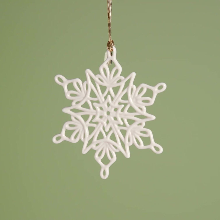 2024 Porcelain Snowflake Ornament with Gold Cord
