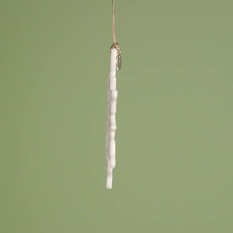 2024 Porcelain Snowflake Ornament with Gold Cord