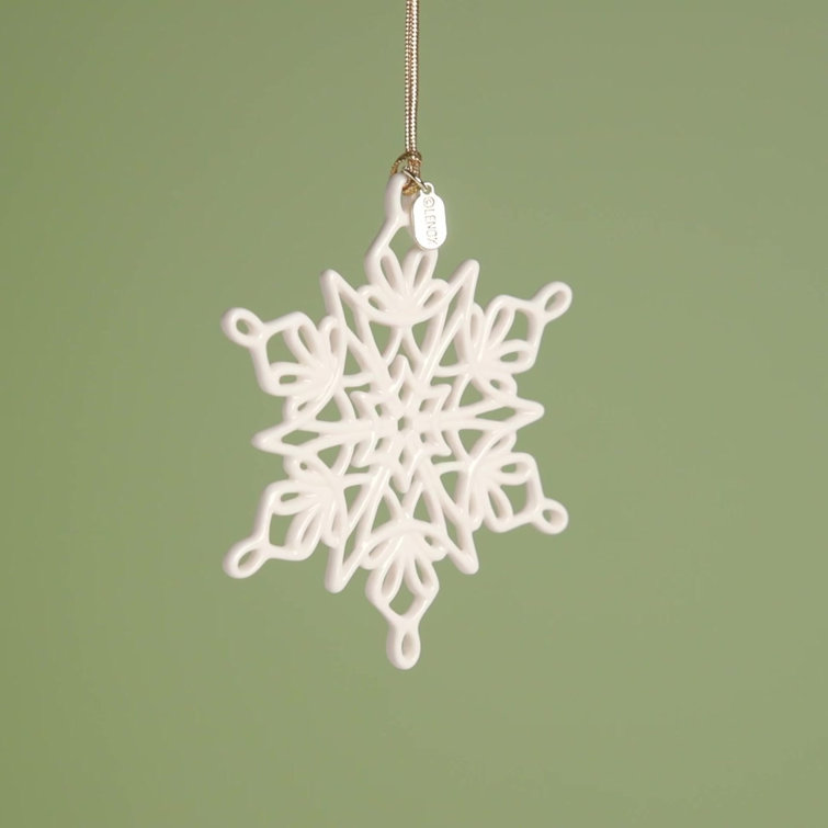 2024 Porcelain Snowflake Ornament with Gold Cord