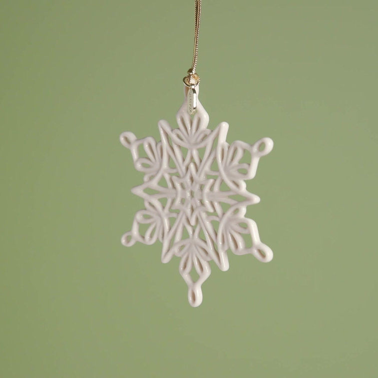 2024 Porcelain Snowflake Ornament with Gold Cord