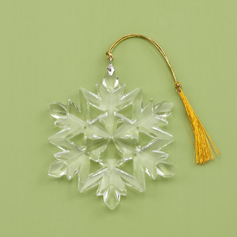2024 Clear Glass Optic Snowflake Ornament with Gold Cord