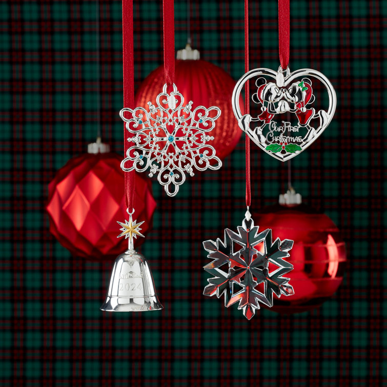 2024 Clear Glass Optic Snowflake Ornament with Gold Cord