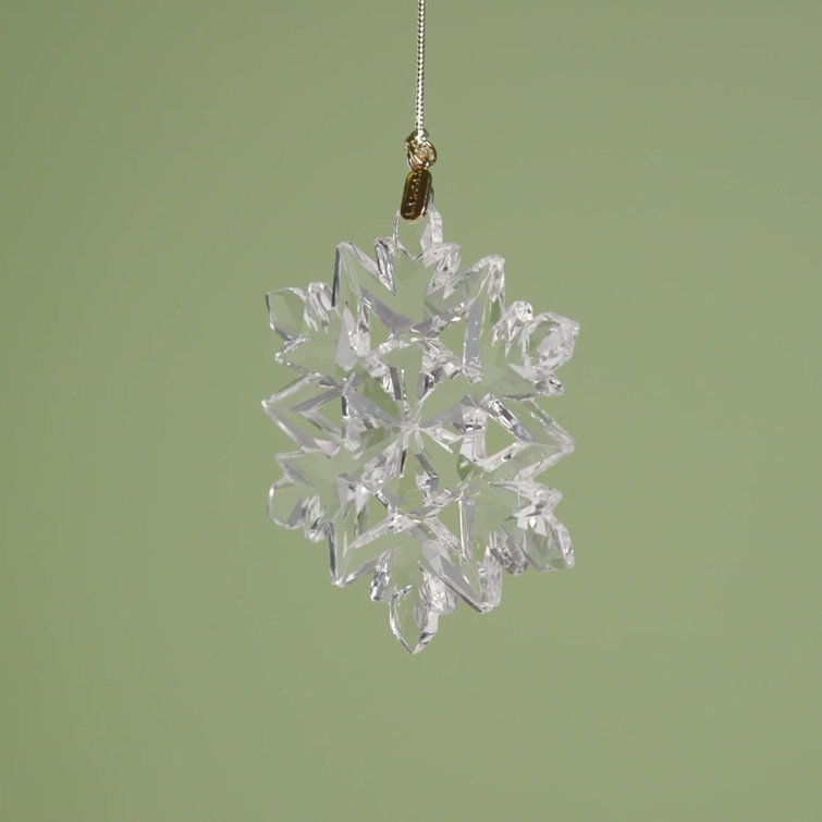 2024 Clear Glass Optic Snowflake Ornament with Gold Cord