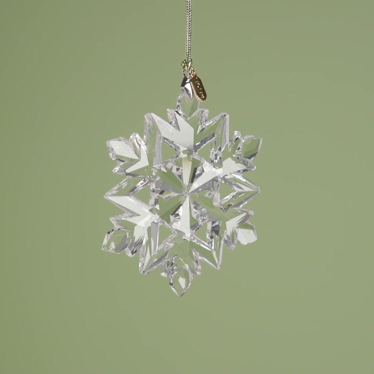 2024 Clear Glass Optic Snowflake Ornament with Gold Cord