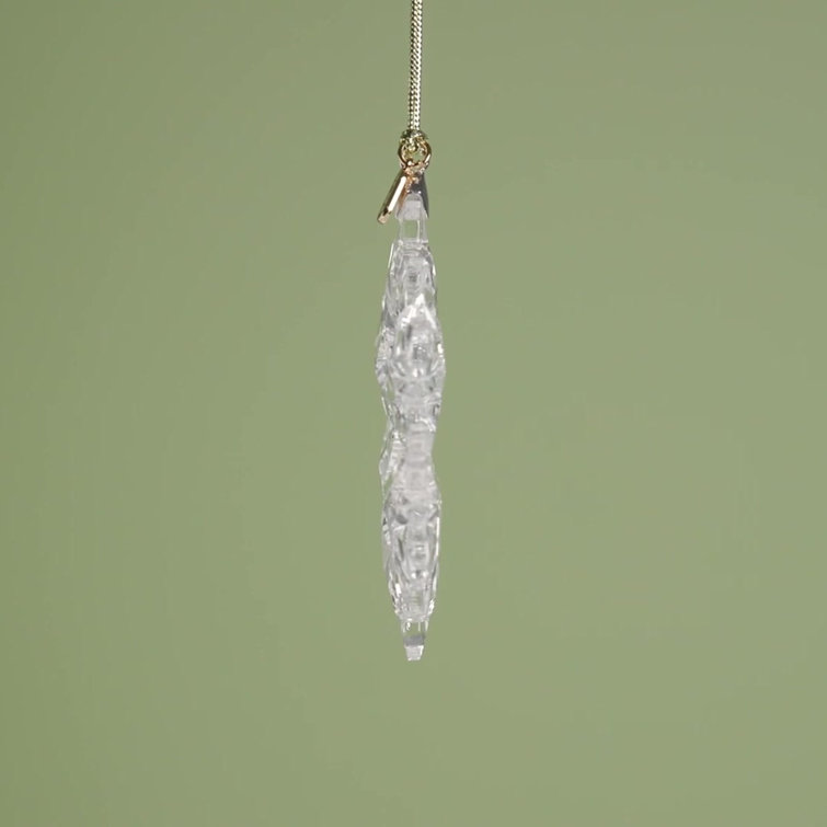 2024 Clear Glass Optic Snowflake Ornament with Gold Cord