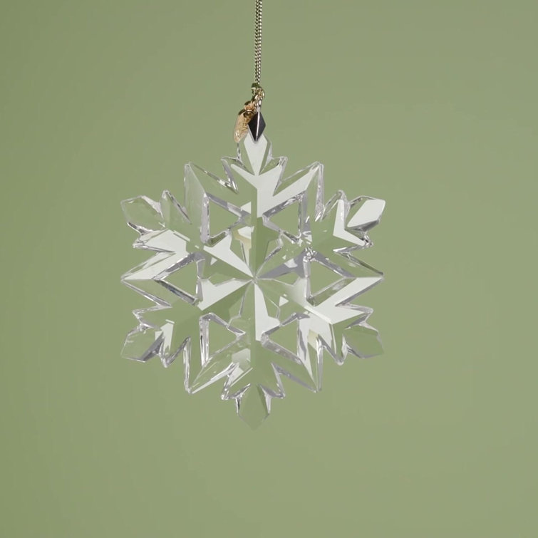 2024 Clear Glass Optic Snowflake Ornament with Gold Cord