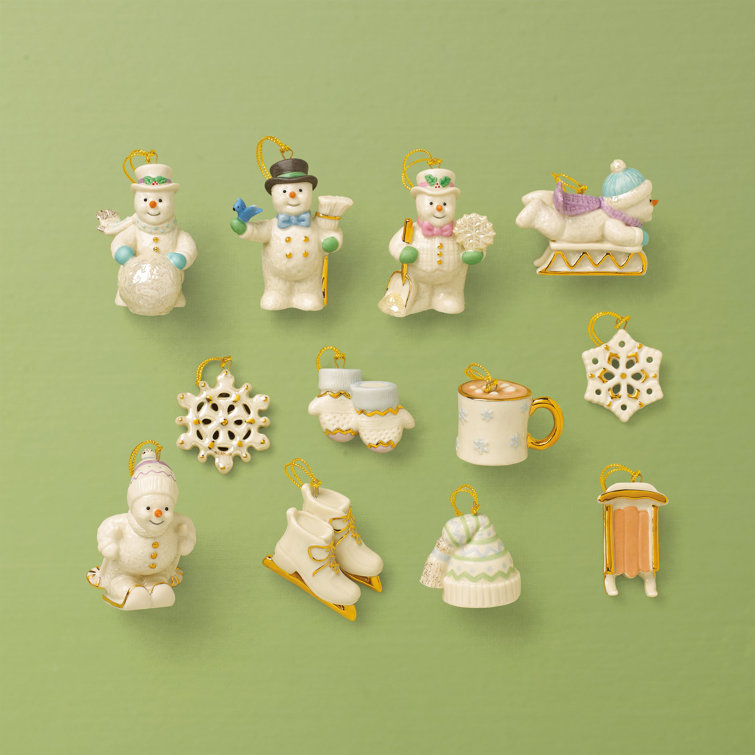 Snow Pals Porcelain Christmas Ornament and Tree Set