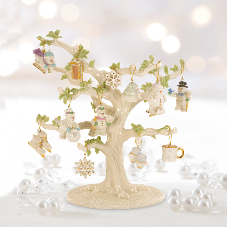 Snow Pals Porcelain Christmas Ornament and Tree Set