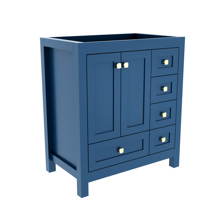 30" Blue Solid Wood Single Bathroom Vanity Base