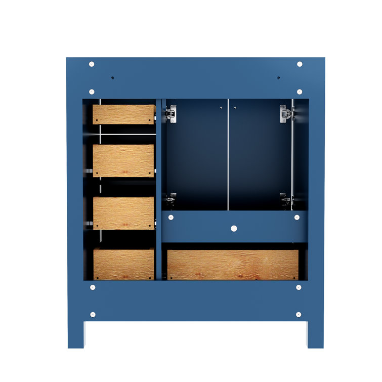 30" Blue Solid Wood Single Bathroom Vanity Base