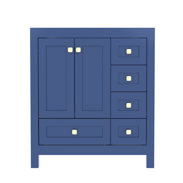 30" Blue Solid Wood Single Bathroom Vanity Base