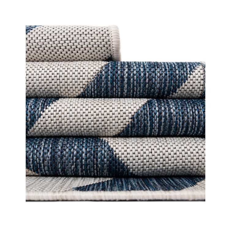 Costa Cape Easy-Care Oval Outdoor Blue Geometric Rug