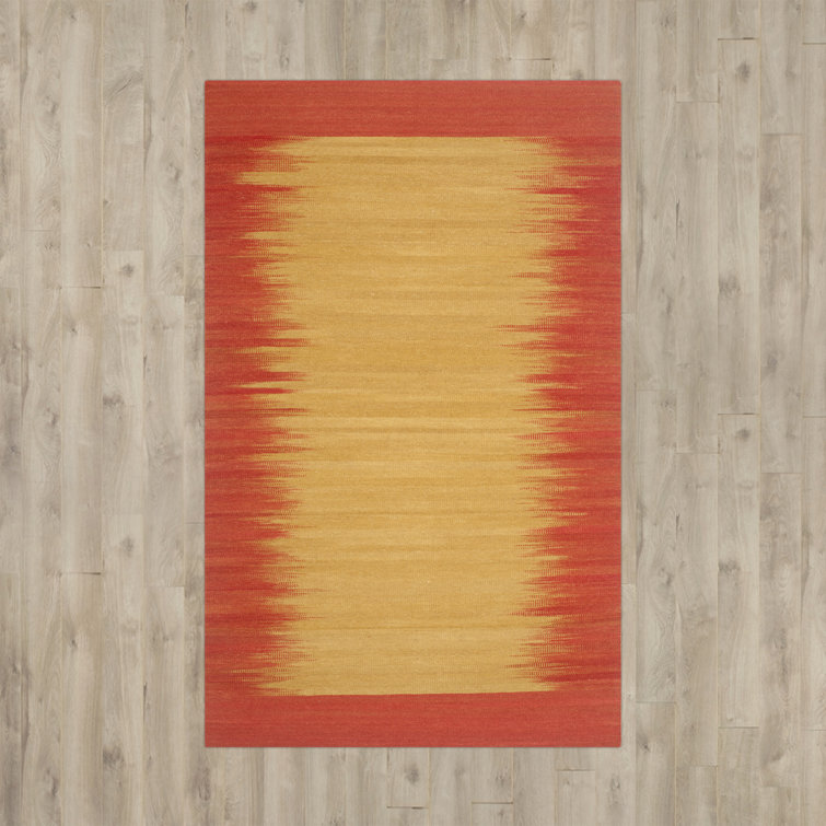 Hand-Woven Rust Wool 5' x 8' Reversible Area Rug