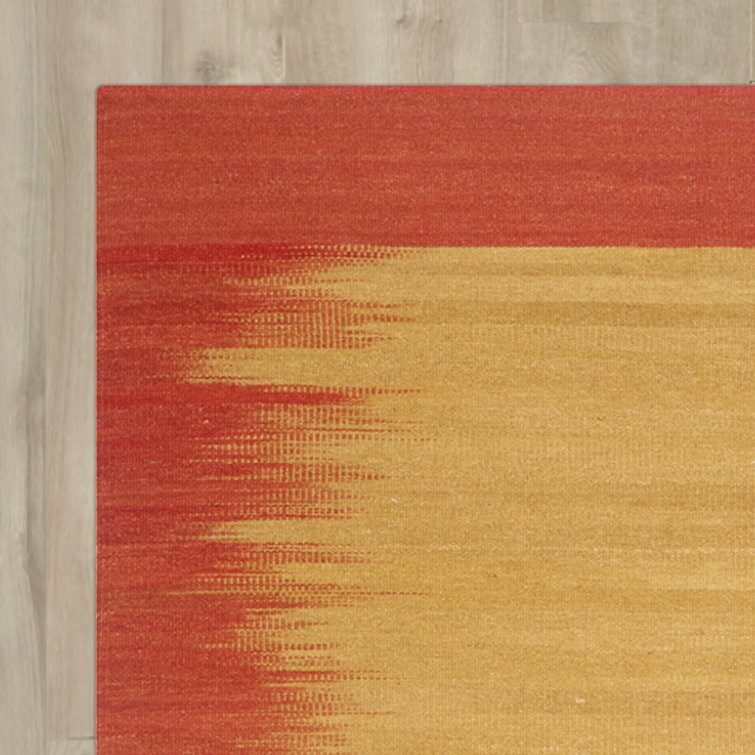 Hand-Woven Rust Wool 5' x 8' Reversible Area Rug