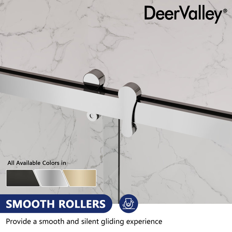 Silver Double Sliding Semi-Frameless Shower Door with Clear Glass