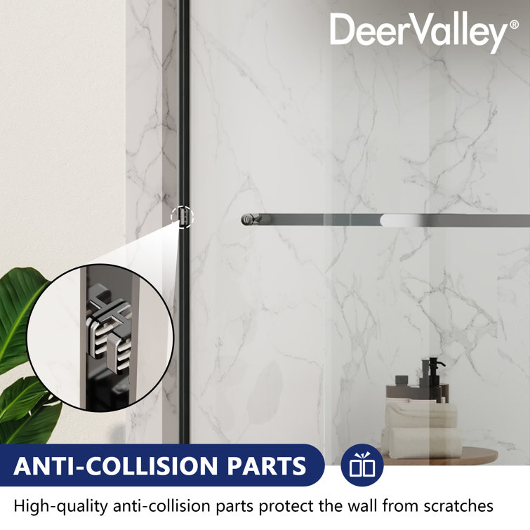 Silver Double Sliding Semi-Frameless Shower Door with Clear Glass