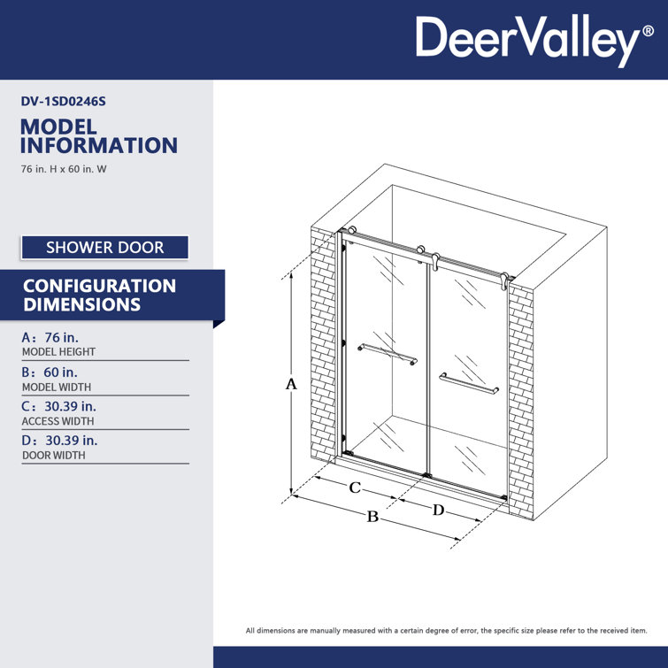 Silver Double Sliding Semi-Frameless Shower Door with Clear Glass